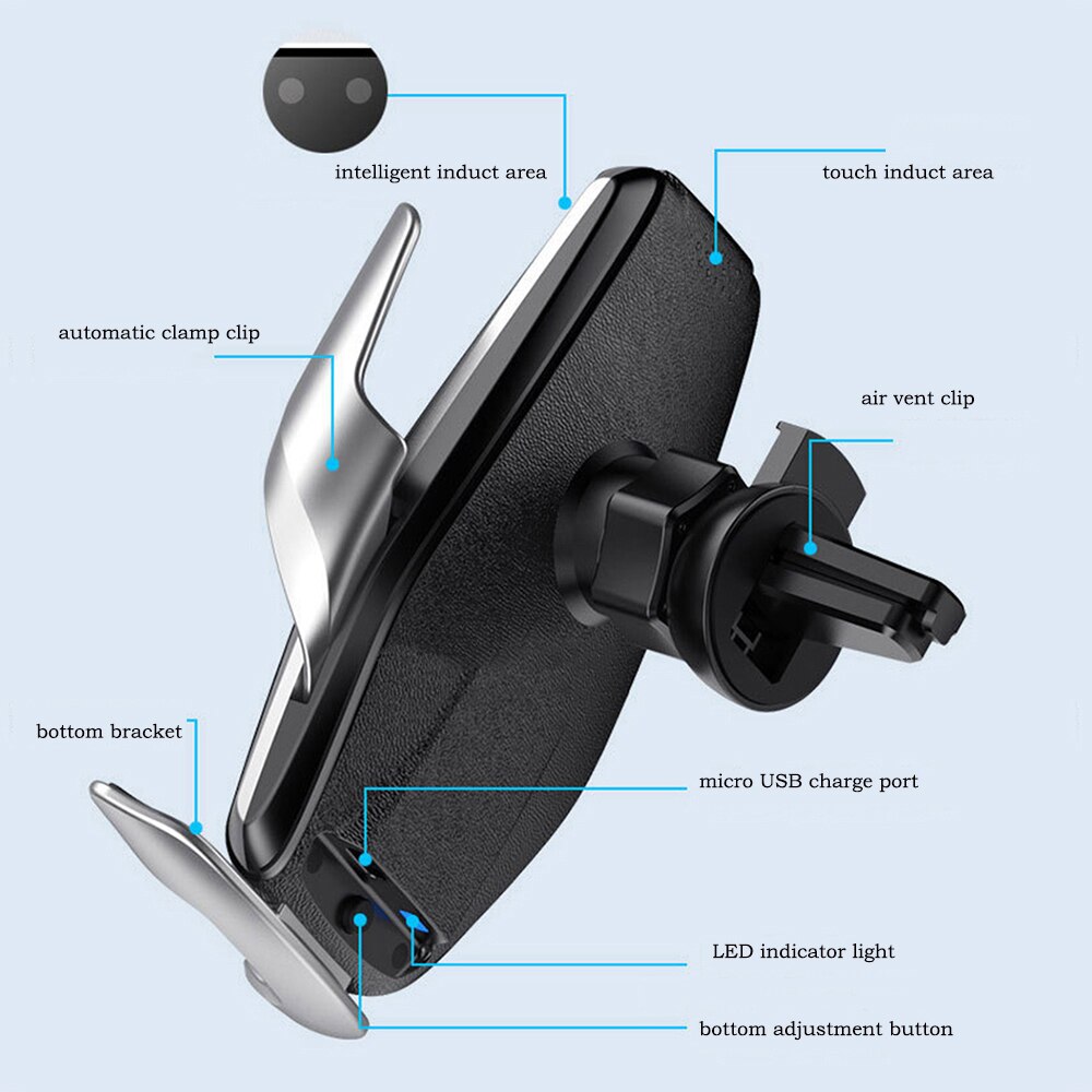 Super-Condensatore Per Auto 15W Caricatore Senza Fili Automatico di Carica Rapida di Montaggio per Il Iphone XS XR X Samsung S10 +/ 10 S9/8 Note9