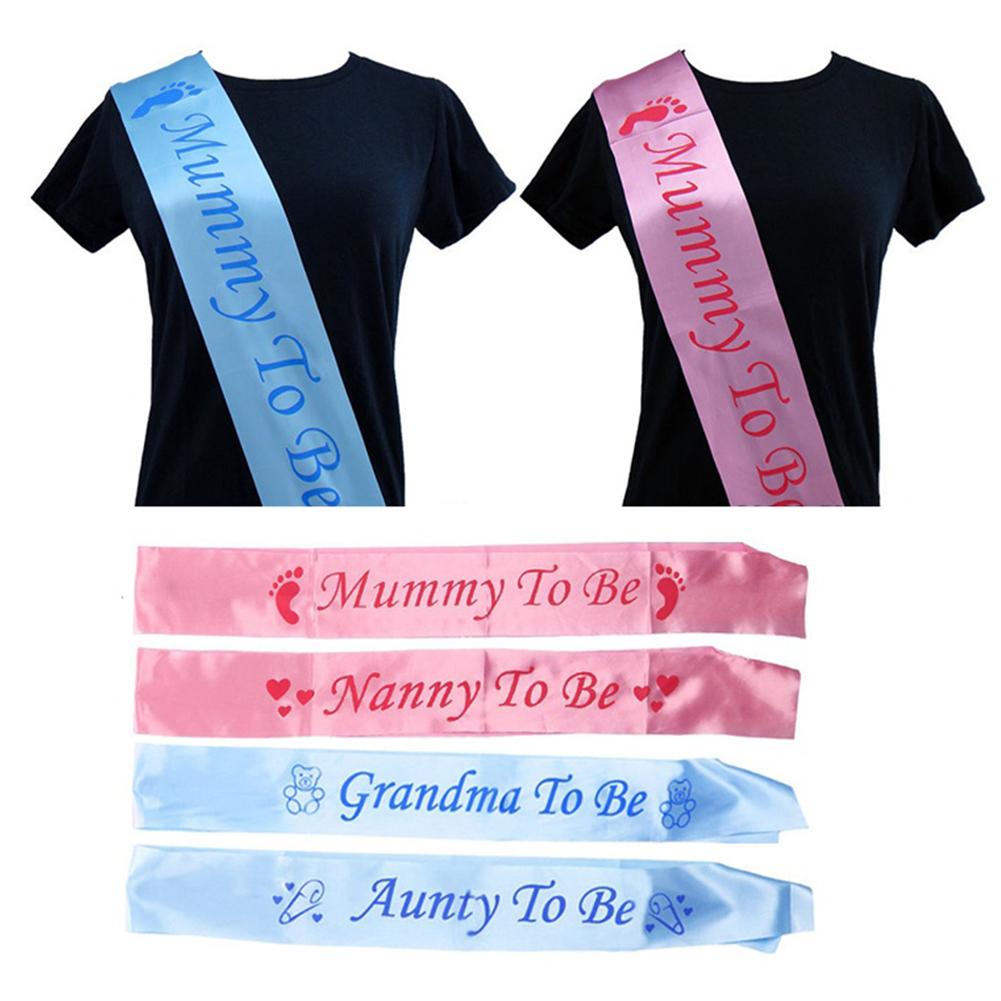 Baby Shower Sash Party Decoration Mom To Be/Grandma/Auntie/Nanny/Big Sister Sash Satin With Glitter Baby Shower Party Supplies