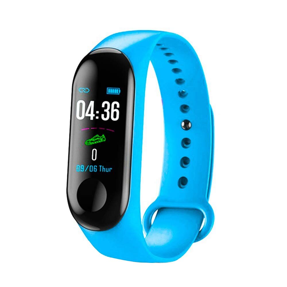 Reloj inteligente M3 para hombre y mujer pulsera multifunción con Bluetooth, rastreador de ritmo cardíaco, resistente al agua,: Sky-blue