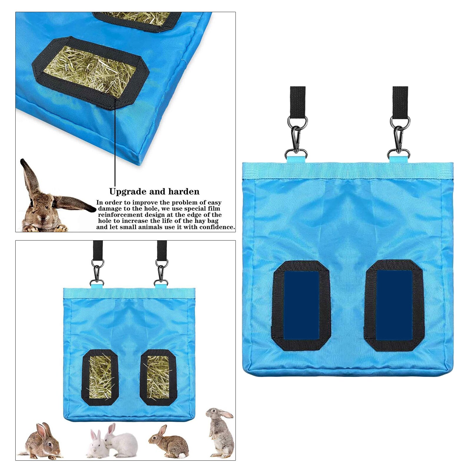 Ing Cavia Konijnen Hooi Bag Feeding Feeder Rekken-2 Openingen-23X28Cm: Blue