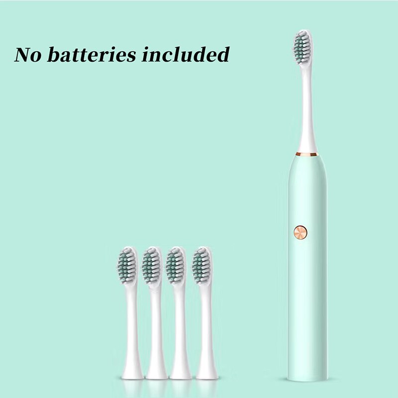 Smart electric toothbrush adult students soft hair automatic USB charging ultrasonic couples brushing comfortable and healthy: A green No batteries