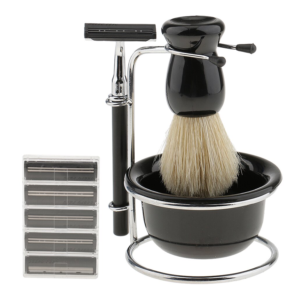 Mens Beard Shaving Kit Shave Badger Brush+ Stand +Soap Bowl Mug +Razor Set