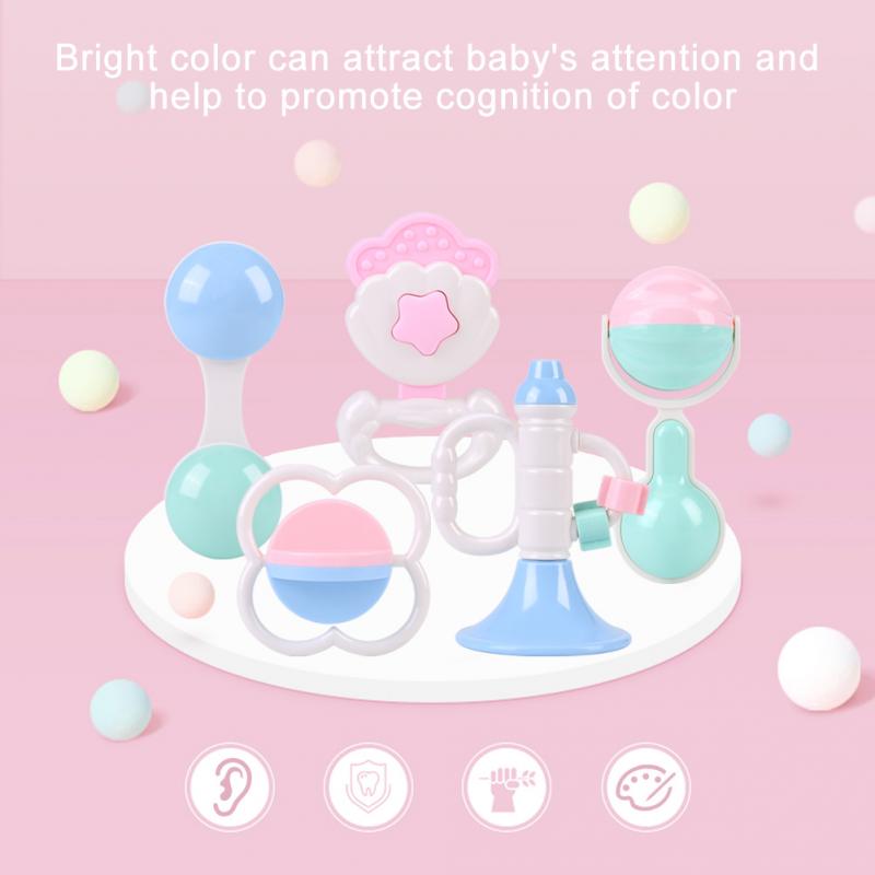 5pcs/set Newborn baby Teether Rattle Toys Baby Plastic Rattles Teether Teething Toy 0-12 Months Musical Toys for baby