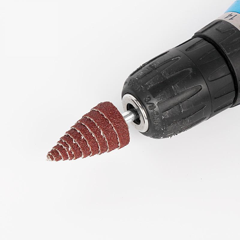 4 stk 80#  tilspidset kegle slibehoved sandpapir klaphjul polering slibeværktøj til bor dremel tilbehør 6mm skaft