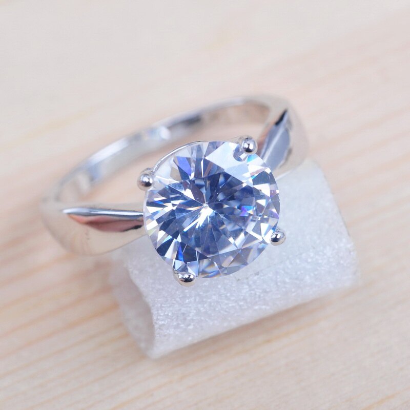 Ensemble de bijoux de mariage classiques pour femmes, rond, blanc, cubique, pendentifs, collier, boucles d'oreilles, bague