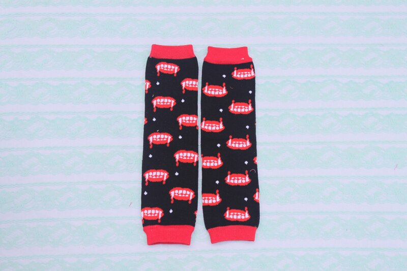 Baby halloween beenwarmers kinderen katoen zwart rood tanden beenwarmers sokken volwassen armwarmers 12 paar/partij