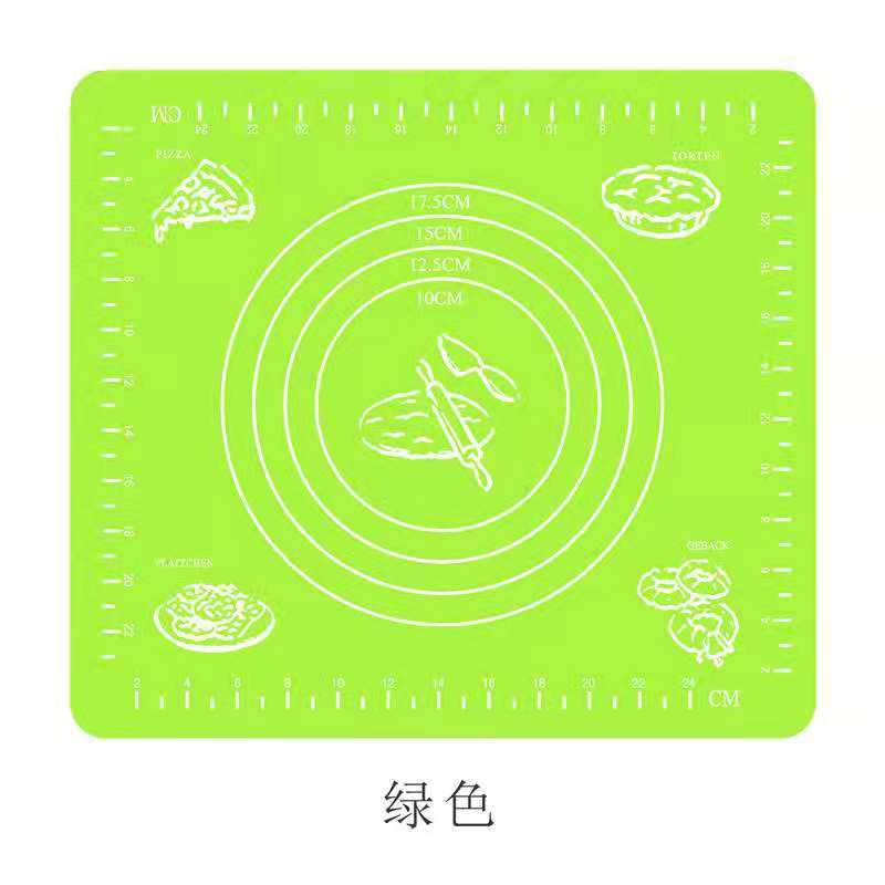 Multi-size Food Grade Silicone Kneading Pad, Baking Silicone Pad, Thickened Scaled Heat Insulation Chopping Board and Dough Pad: 29X26CM-Green