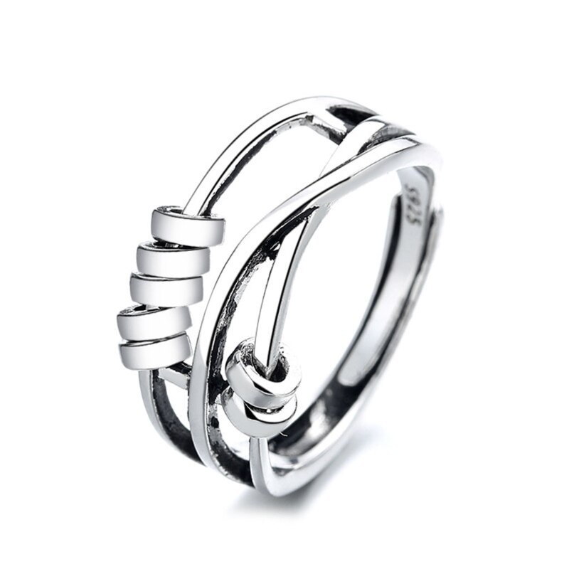 Angst ring kvinder mænd runner fidget angst ring med perle bekymring stress relief smykker justerbar stable ring: A  -11mm
