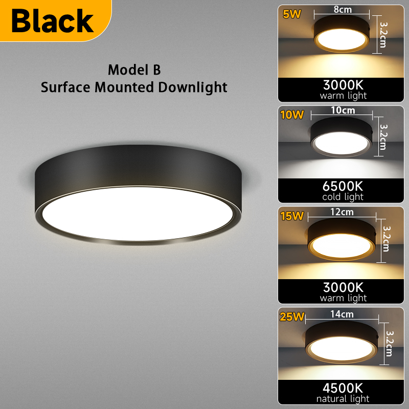 Led-downlight inomhus taklampor 3 färger dekoration nedåtriktad lyster hushållsapparater rumslampor panel gatuarmaturer sovrum led-spotlight: Föränderlig / 3w / Beige