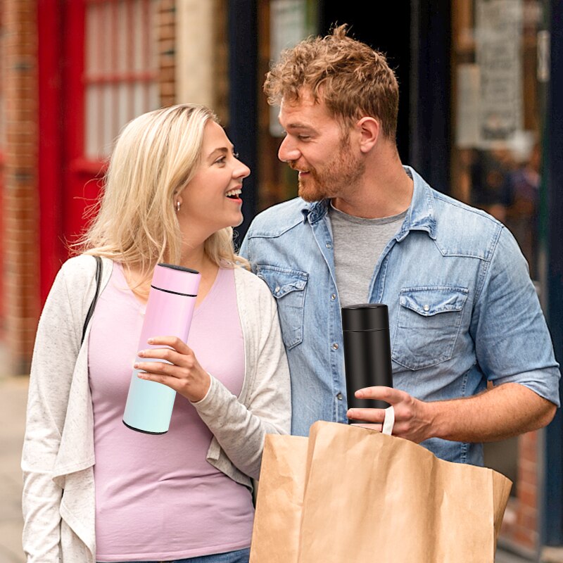 Inteligentna butelka termosowa ze stali nierdzewnej wyświetlacz temperatury termosy podwójne ścianki filiżanka kawy inteligentne butelki wody prezenty