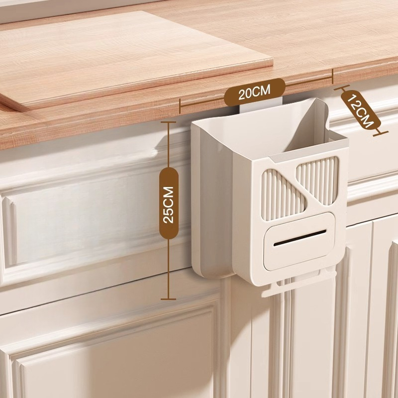 Kitchen garbage bin wall mounted foldable household kitchen waste cabinet door dedicated storage bin