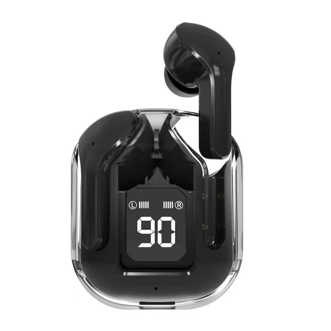 Original Wireless Bluetooth Earphone Transparent HIFI Headphones LED Power Digital Display Stereo Sound Earphones for Xiaomi: black