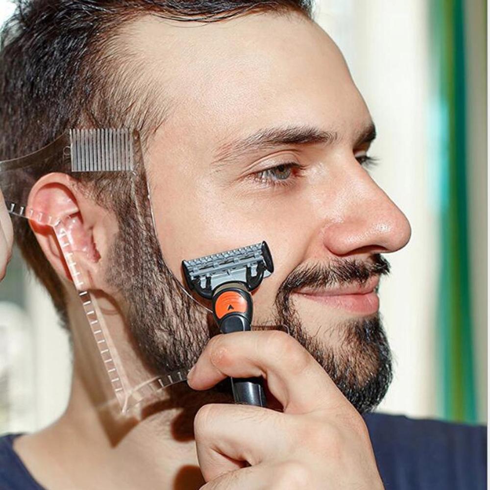 8-in1 mænd skæg skabelon kam herre skæg skæg barbering kamme skønhedsværktøj til hår skæg trim styling skabeloner