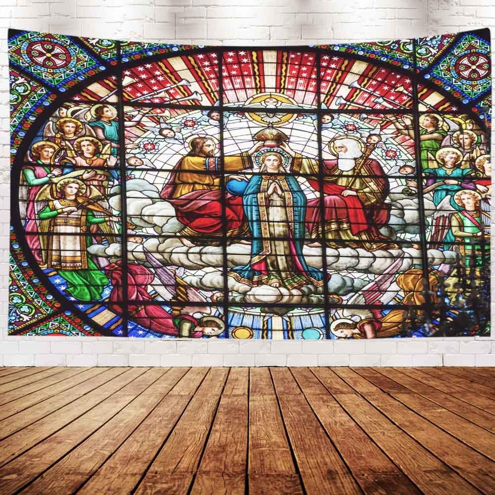 Jesus gobelin væg gobelin til jul farvet glas jesus far rose vindue spanien oktober