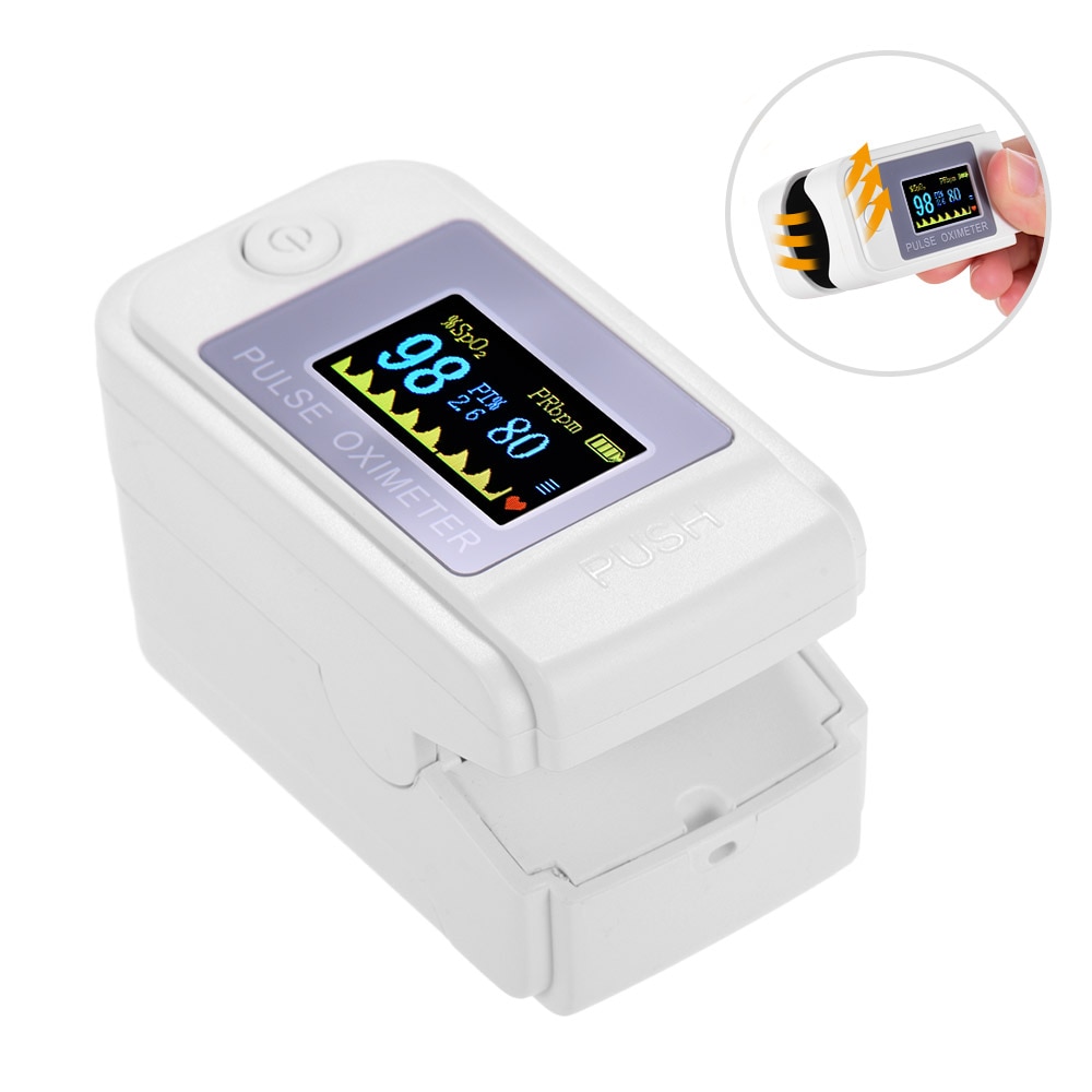 oximetro recargable Mini Fingertip Pulse Oximeter Pulse Rate Blood Oxygen Saturation Monitor Clear OLED Display for Home Use