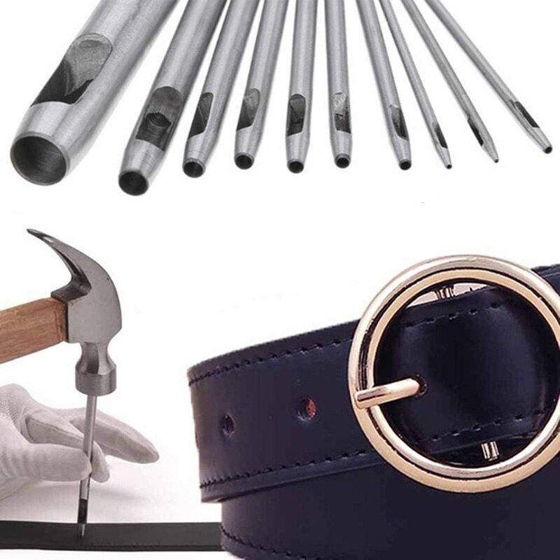 Lmdz 1 set läder hålskärare 0.5mm-4mm läder arbetsverktyg för läder klockarmband bälten canvas papper runt ihåligt hål