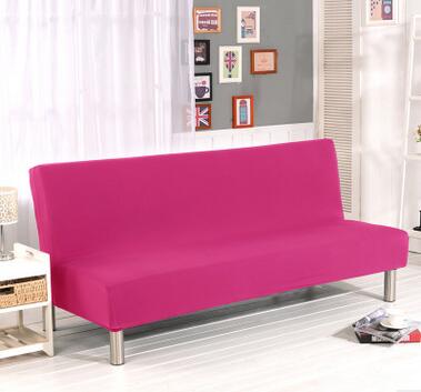 Solid Color Solid Sofa Cover Elastic fabric sofa cover Sofa Slipcover Candy Green All-inclusive Cover For Couch Without Armrest: rose red