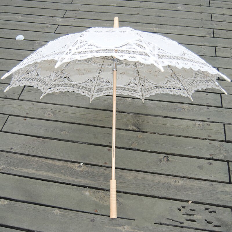 Photography Wedding Umbrellas Lace White Ivory Red Blue Handmade Cotton Embroidered Parisole Umbrellas Victorian Sun For Bride