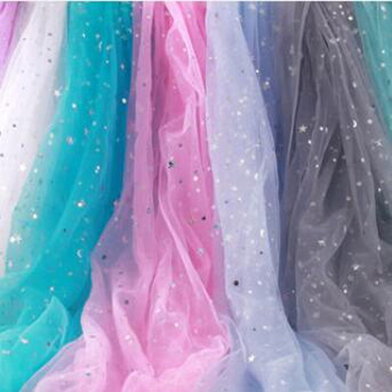 Netz garn sterne knospe siebdruck garn stoff Hochzeit kleid stoffe, matt transparent garn, hochzeit spitze dekoration