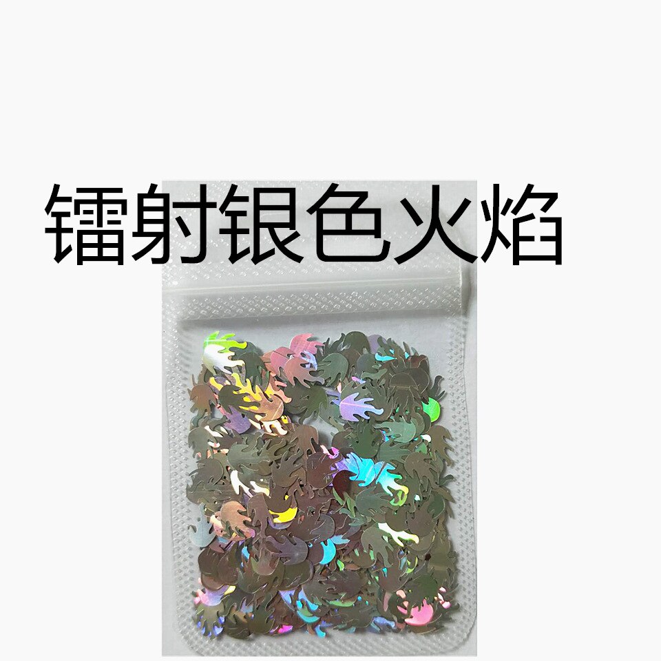 1Pc Vlam Nail Art Glitter Pailletten Fire Nail 3D Decals Pailletten Vlokken Holografische Fire Nail Sparkly 3D Nail Art folie Glitter: 2