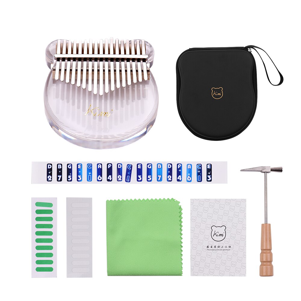 Simple Assembly Kalimba Handwork DIY Kit Wood Finger Thumb Piano Transparent Colorful Kalimba Music Instrument children: kimi transparent