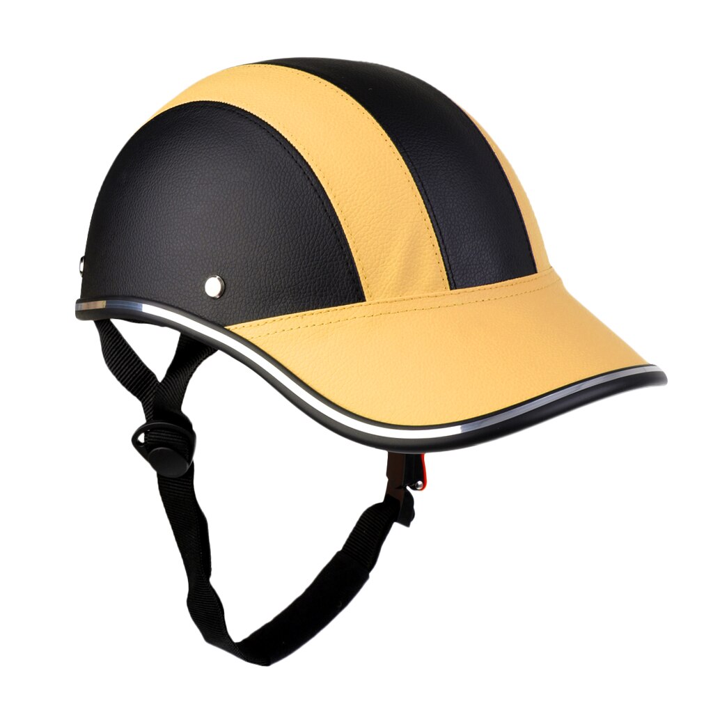 Pu street bike motorcykel säkerhetshjälm motocross cykling ridning halvhjälm baseball keps skum vadderad hatt: Gul
