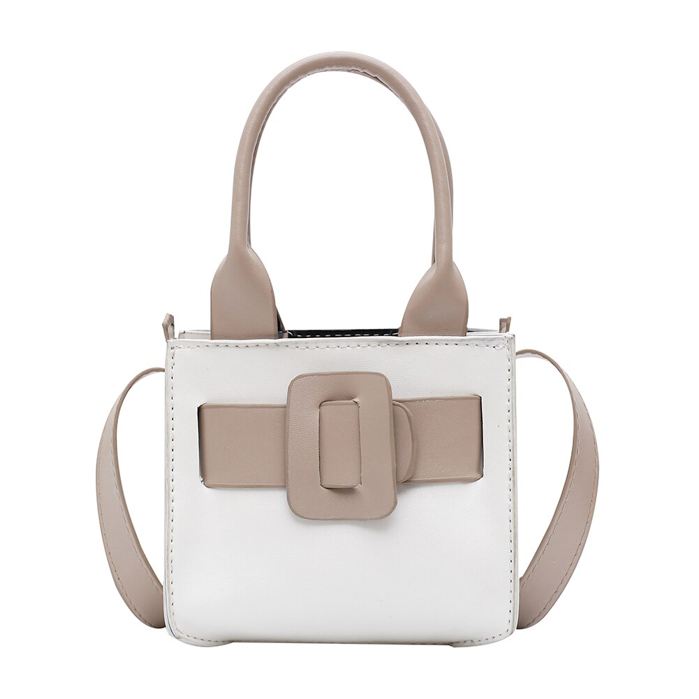 Frauen PU Leder Schulter Crossbody Totes Taschen Damen Mini fest Farbe Bote oben-handhaben Handtasche: Weiß