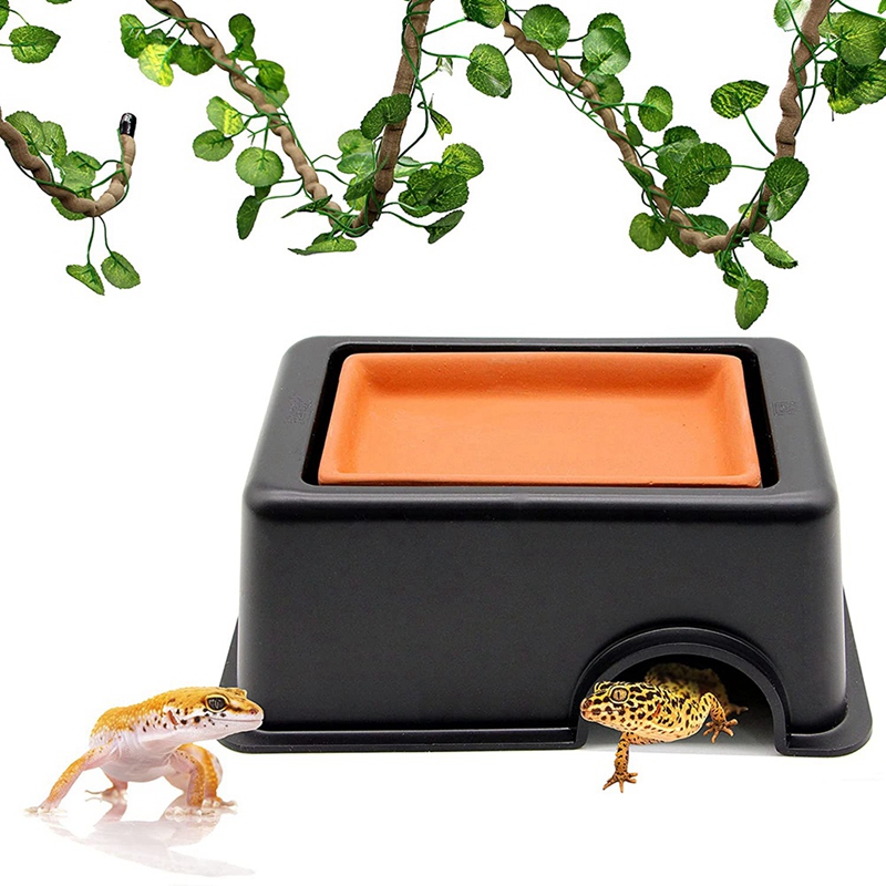 Reptile Hideout Box,Sink Humidifier Gecko Hide Hut Cave Accessories for Small Snake Spiders Frog Turtles Lizards: Default Title