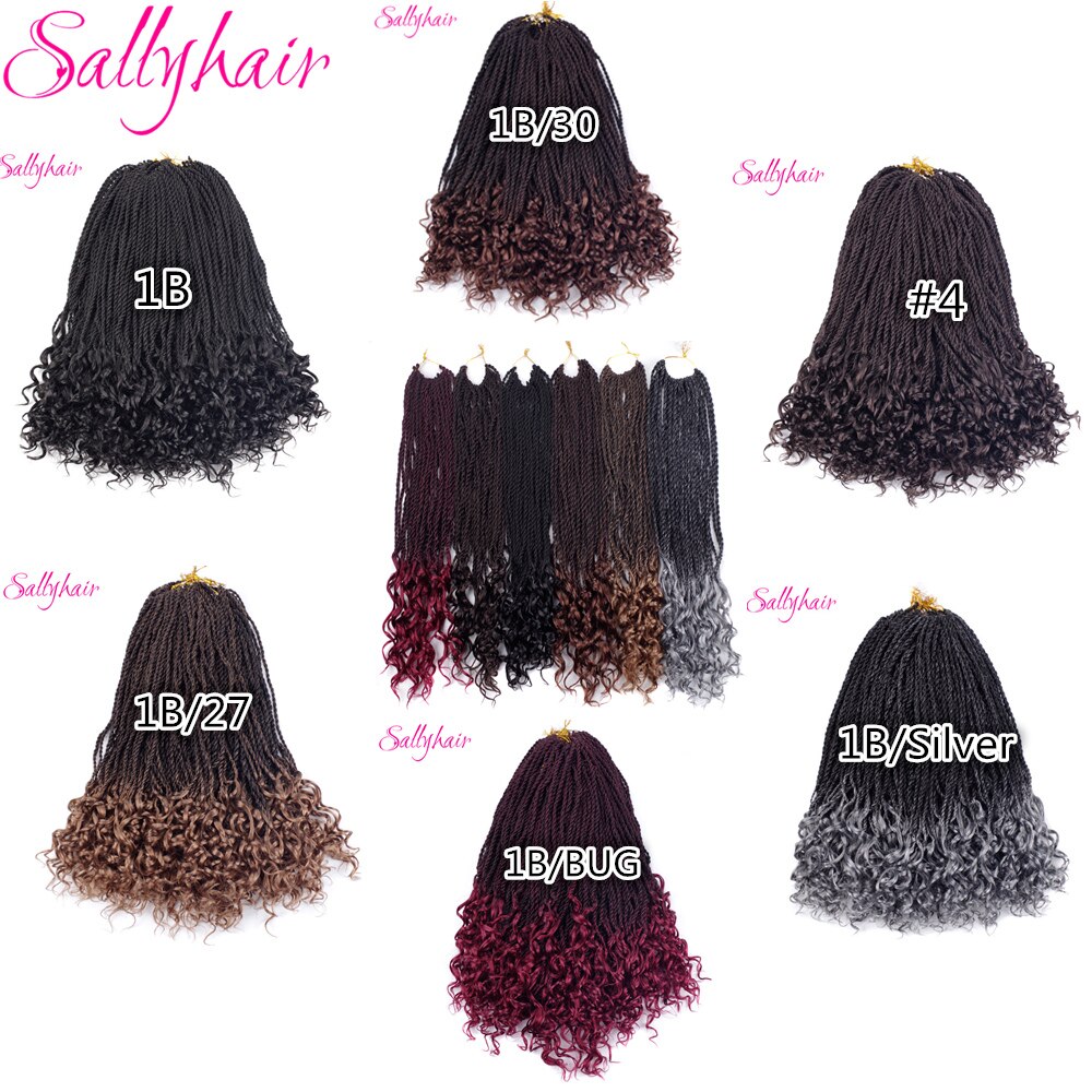 Sallyhair 30 Strands/pack Curly Senegalese Crochet Twist Braids Hair Synthetic Crochet Braids Color Ombre Senegal Braiding Hair