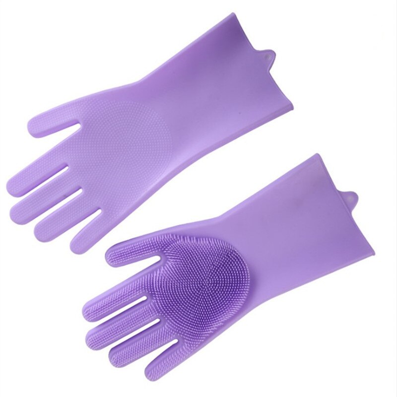 Gants en Silicone pour la cuisine, 1 paire de gants de nettoyage magiques pour la vaisselle et l'entretien de la maison: purple