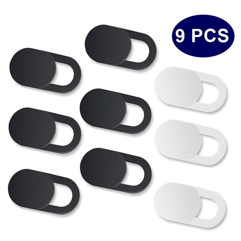 9PCS Universal WebCam Cover Shutter Magnet Slider Plastic Camera Cover For Web Laptop iPad PC Macbook Tablet Privacy Sticker: 6 black 3 white