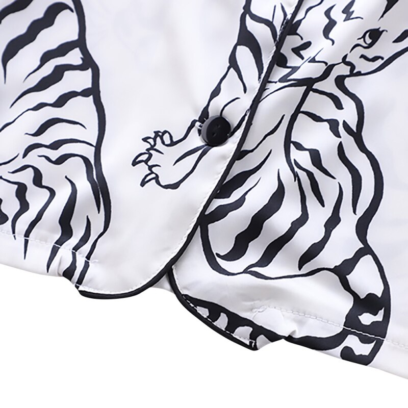 Wiosna jesień ubrania dla dzieci zestaw bielizny nocnej dziecko grafika z tygrysem zestawy piżrano chłopcy dziewczęta z długim rękawem bielizna nocna topy spodnie