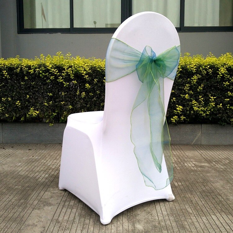 Wedding Decoration Chair Cover Band Ribbons Chair Backs with Bows for Party Hotel Banquets with Tulle Streamers 25PCS/LOT