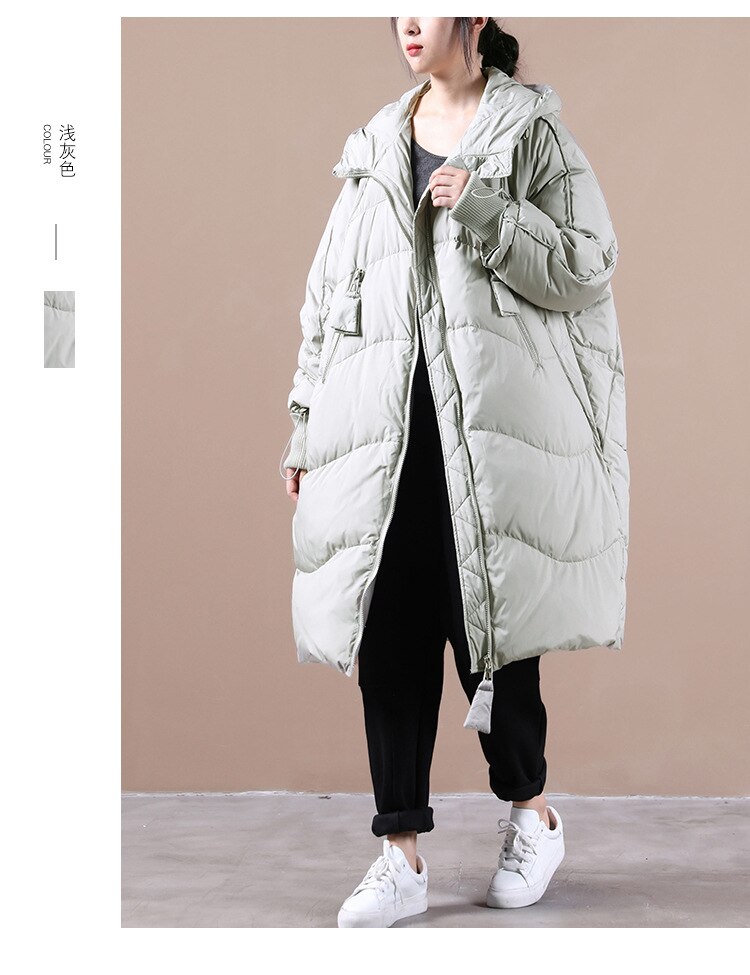 Versión coreana de chaqueta gruesa de pan chaqueta de plumas chaqueta gruesa de longitud media tejida mangas roscadas suelta de gran tamaño