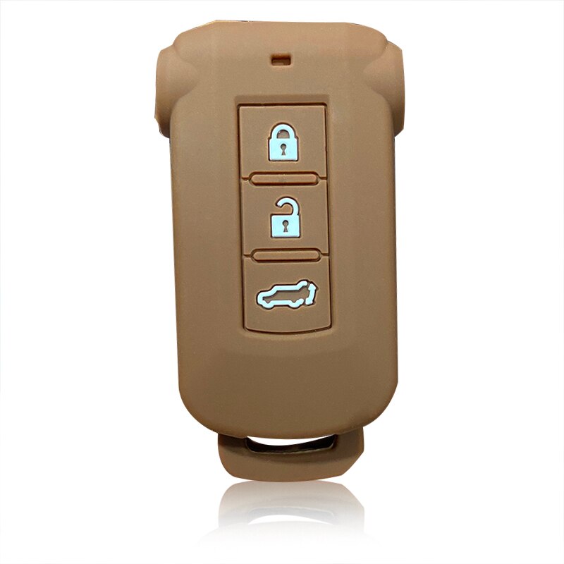 Silica Gel Car Key Cover Case For Mitsubishi Outlander Pajero Delica Key Holder Remote Control Case For Keychain Alarm: Brown