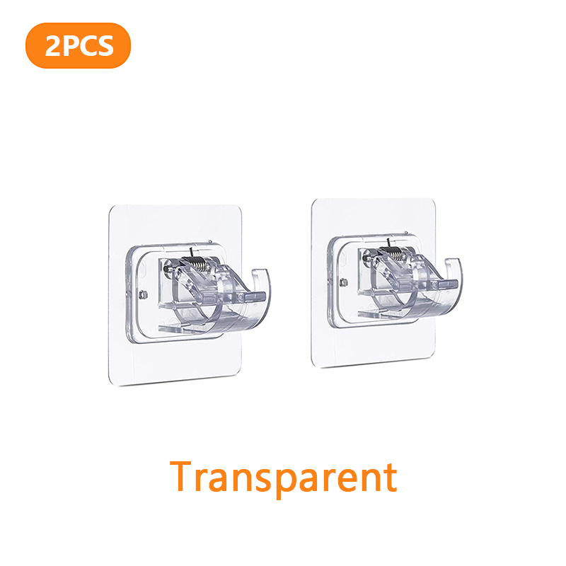 2/4/6Pcs Zelfklevende Verstelbare Gordijn Staaf Houder Klem Haken Staaf Beugel Vaste Opknoping Clips opbergrek Home Organisatie: 2PC Transparent