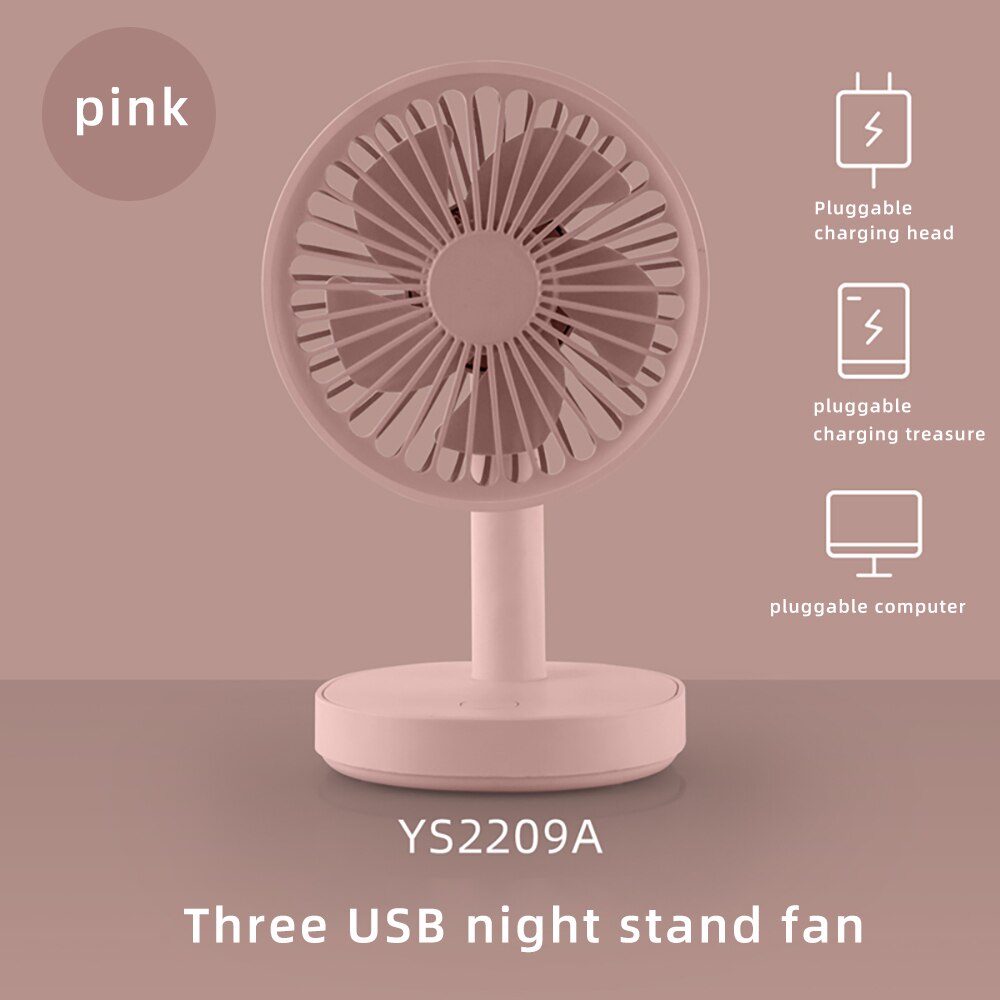 Summer mini Fan USB Charging with Led Night Light Desk Fan Portable ajustment small Fan Charging Office for Outdoor Travel Home: 02