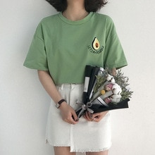 Sød avocado broderi kortærmet t-shirt kvinder sommer lille frisk t-shirt harajuku t-shirt femme top