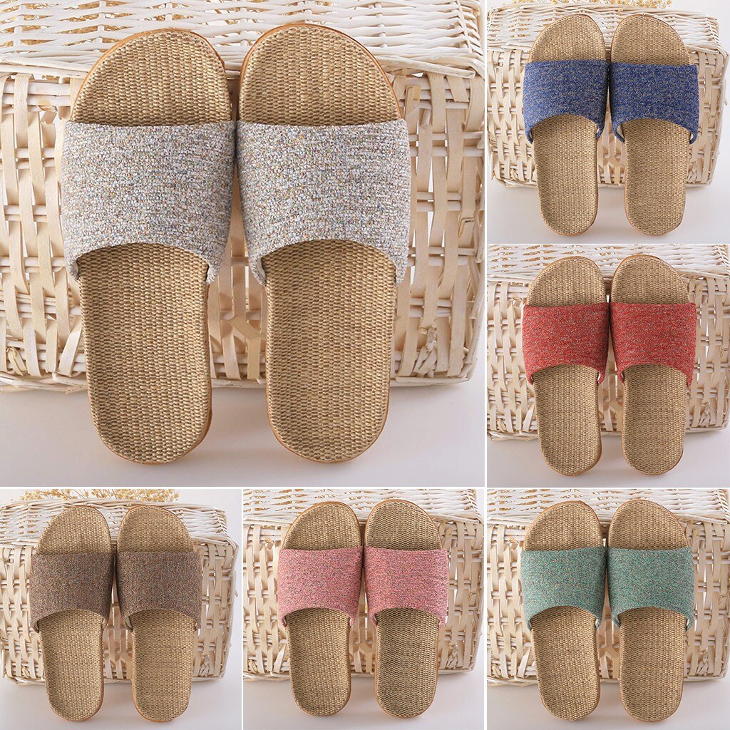 30 # femmes chaussures femmes pantoufles et confortable Ffloor coton lin pantoufle antidérapant pantoufles