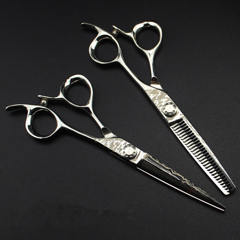 Damascus steel 6 '' cut hair scissors hair cutting barber makas haircut thinning shears set hairdressing scissors: set