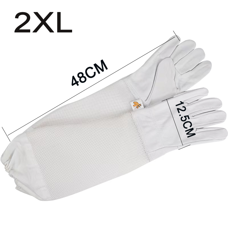 Luvas de apicultor mangas protetoras ventiladas profissional anti abelha para apicultura apicultor evitar ferramentas colmeia: Cáqui escuro