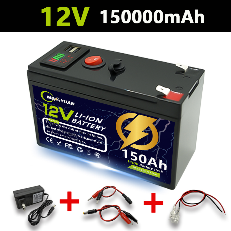 LiFePO4 12V 150Ah Akku, integriertes BMS, 4000+ Zyklen wiederaufladbare Lithiumbatterie, perfekt für Fahrt auf Spielzeug, Rolle, Fischfinder