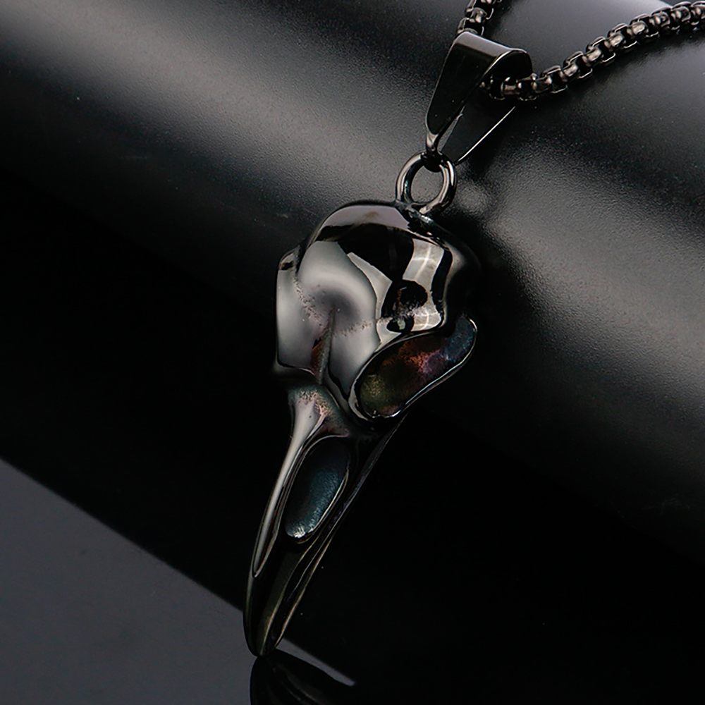 Collar con colgante de calavera de cuervo vikingo Retro para hombres y mujeres, collares de calavera de cuervo de acero inoxidable 316L, joyería de , al por mayor: Color oro puro