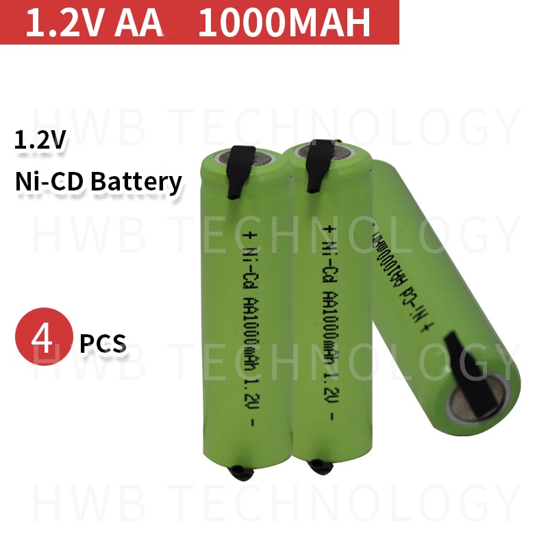 4Pcs Ni-Cd AA 1.2V 1000mAh Rechargeable Battery Nickel Cadium cell 14*49mm US