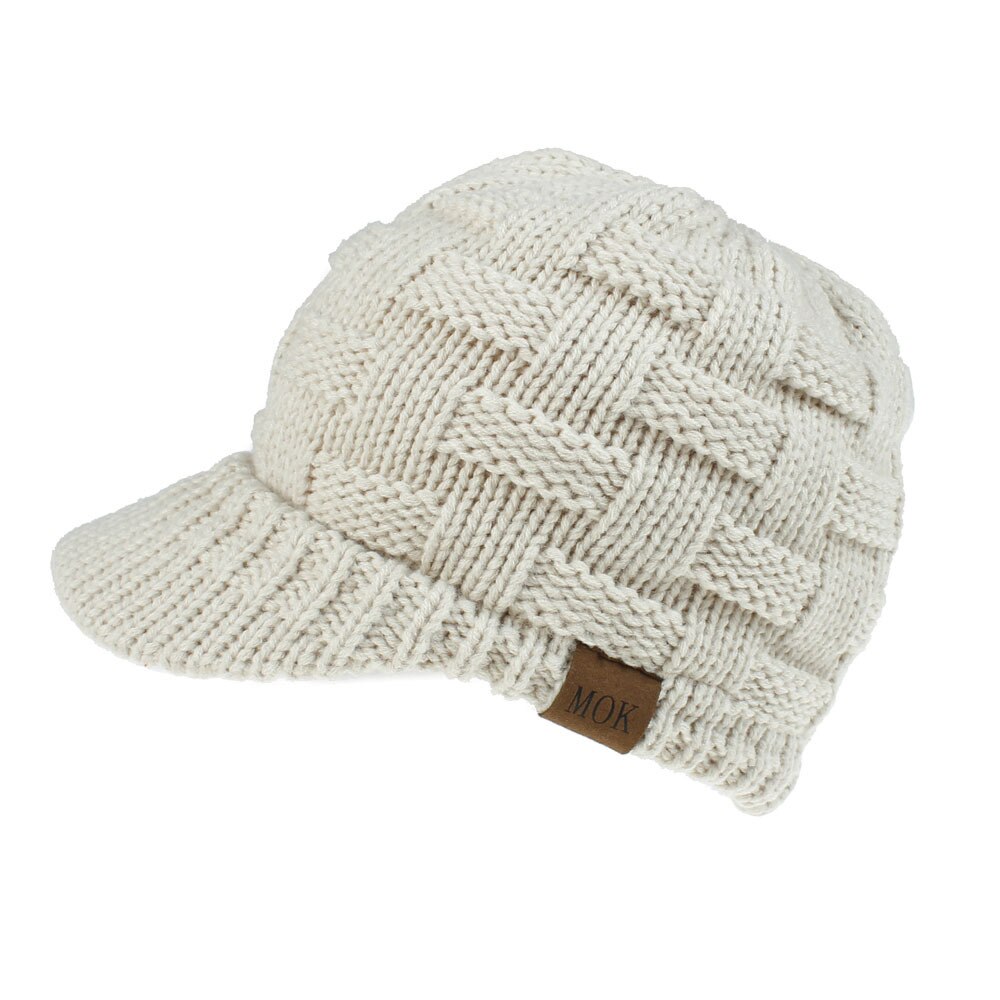 Farverige kvinders billige beanie hatte efterår vinter varm hue bagåbning hale strikning: Beige