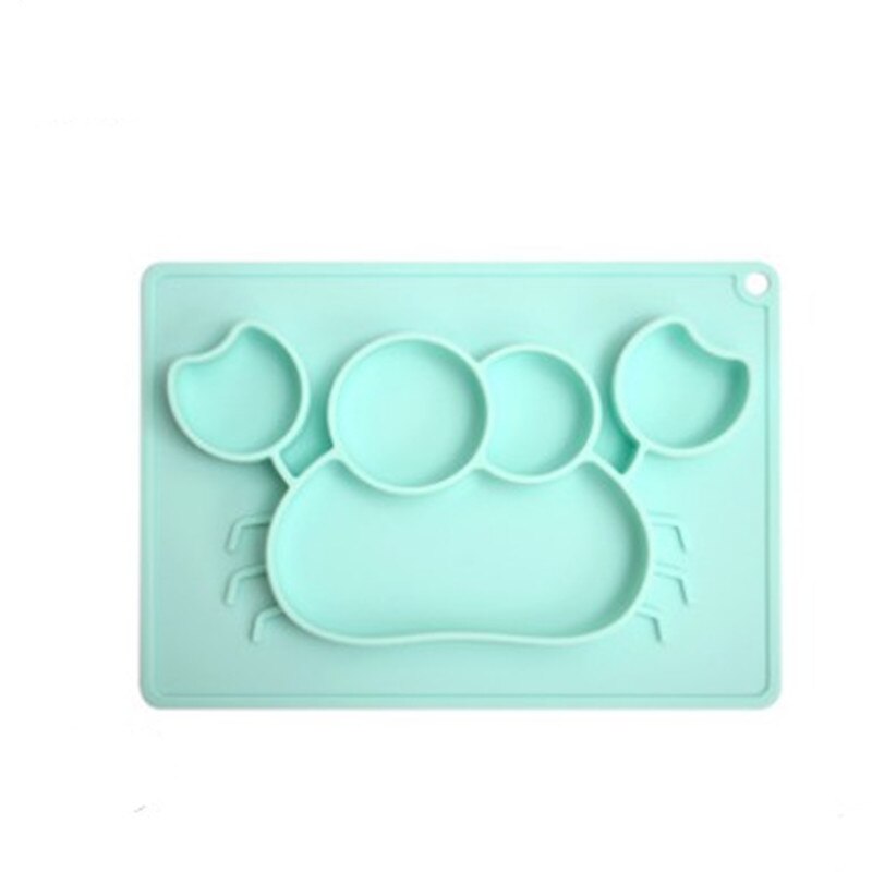 Children's Silicone Dinner Plate Integrated Cartoon Pattern SuppliesChild eating complementary food plate: Green