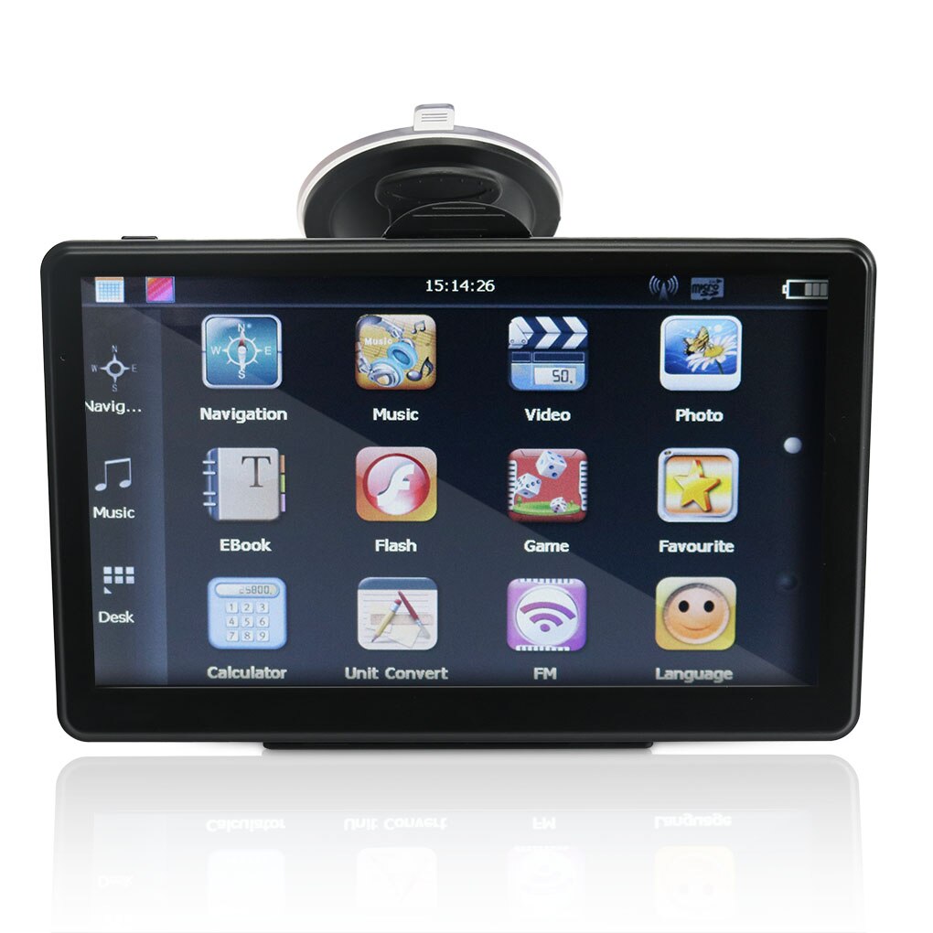 Sistema Windows 7 "HD pantalla táctil Bluetooth coche camión Navegador de navegación GPS negro con sombrilla