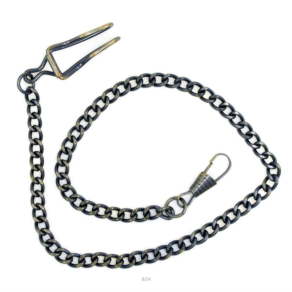 10 Uds un lote 34CM clásico negro plateado reloj de bolsillo cadena Correa accesorios cadenas colgantes B005: bronze