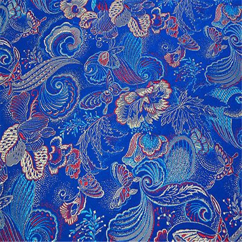 Jacquard brokadestof sommerfuglen og pæon designer smukke mønsterstoffer til fremstilling af lagen: 2 blå