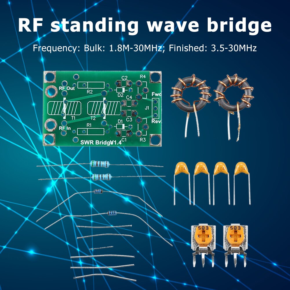 1.8M-30MHz/3.5-30MHz RF SWR Standing Wave Ratio Bridge for RF Network Radio Frequency Board Kit Communications Antennas